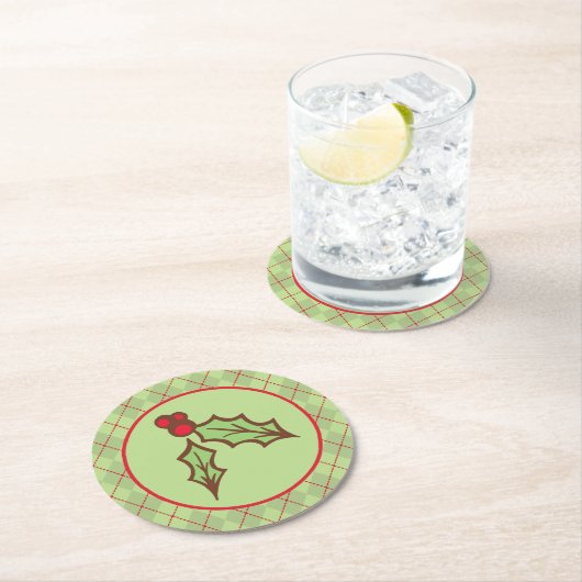 Kerst Holly Papier Onderzetters (Insitu)