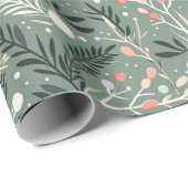 Kerst Holly Patroon Cadeaupapier (Rol Hoek)