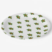 Kerst Holly Pattern Red Berries Green Leaves Papieren Bordje (Gekanteld)