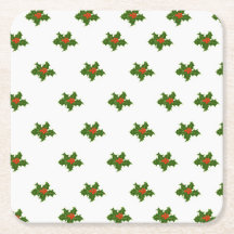Kerst Holly Pattern Red Berries Green Leaves