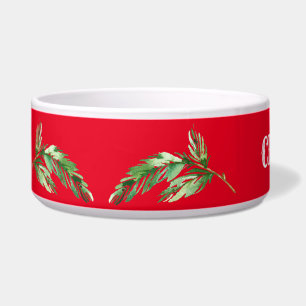 Kerst Holly Red en Groene Naam Dog Bowl Voerbakje
