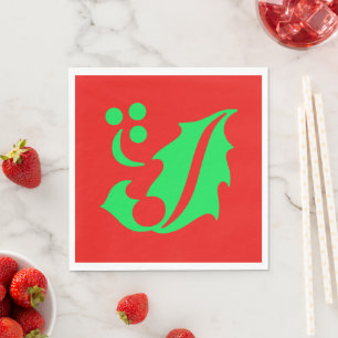 Kerst Holly Red Green Kerstmis Servetten