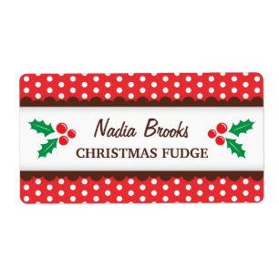 Kerst holly rode polka stippen inblikken potje lab etiket