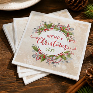 Kerst Holly Tak Papieren Servetten