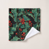 Kerst Holly takken en bessen Bad Handdoek (Wasdoekje)