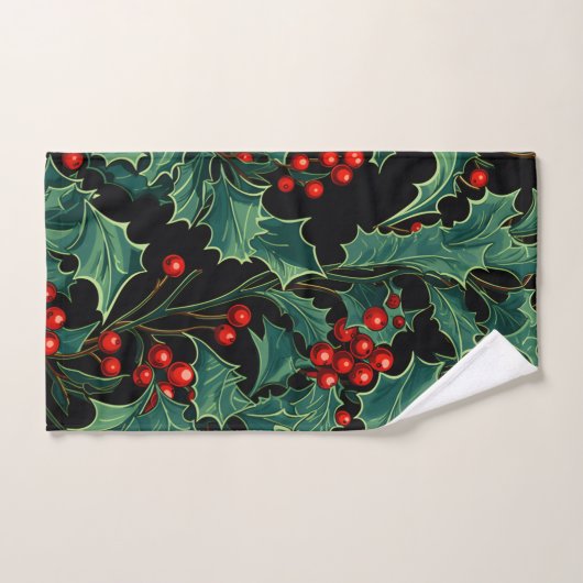 Kerst Holly takken en bessen Bad Handdoek (Handdoek)