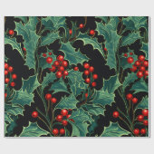 Kerst Holly takken en bessen Cadeaupapier (Vlak)