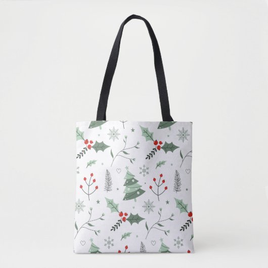 Kerst Holly & Tree Canvas tas (Voorkant)