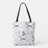 Kerst Holly & Tree Canvas tas (Achterkant)