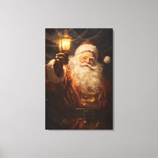 Kerst home decor Santa met lantaarn Canvas Afdruk (Voorkant)