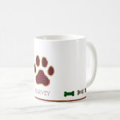 Kerst Hond Bone Paw Print Buffel Plaid Check Koffiemok (Voorkant rechts)