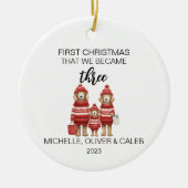 Kerst Hond Familie van Drie Keramisch Ornament (Voorkant)