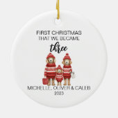 Kerst Hond Familie van Drie Keramisch Ornament (Achterkant)