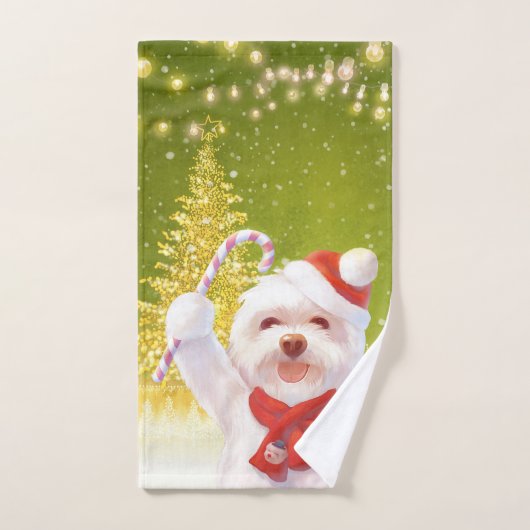 Kerst Hond met Candy Cane Handdoek (Handdoek)