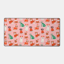 Kerst hond patroon roze vakantie bureau mat