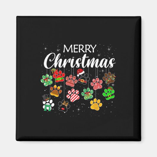 Kerst Hond Paw Print Buffalo Plaid Lelijke Kerstmi Magneet (Voorkant)