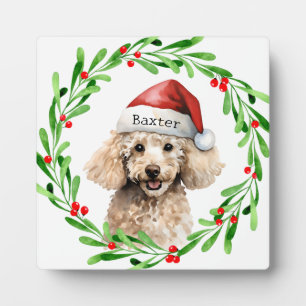 Kerst Hond Poodle Santa Hat Vakantie Fotoplaat
