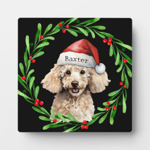 Kerst Hond Poodle Santa Hat Vakantie Fotoplaat