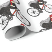 Kerst Honing Badger op een fiets Cadeaupapier (Rol Hoek)