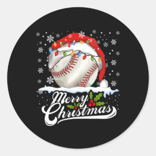 Kerst Honkbal Santa Hat Xmas Boys Mannen Ronde Sticker