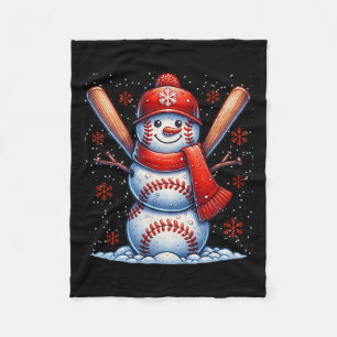 Kerst Honkbal Sneeuwman Jongens Baseball Kerstmis Fleece Deken