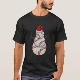 Kerst Honkbal Sneeuwman Santa Hat Funny Basebal T-shirt
