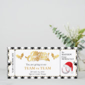 Kerst honkbal ticket, verrassing cadeaubon (Staand voorkant)
