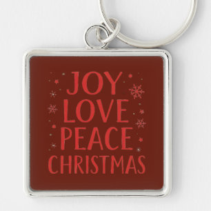 Kerst hoodie met Joy Love Peace kerst typografie Sleutelhanger