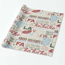 Kerst Hoofd Titels Inpakpapier - Klassieke Spreuke