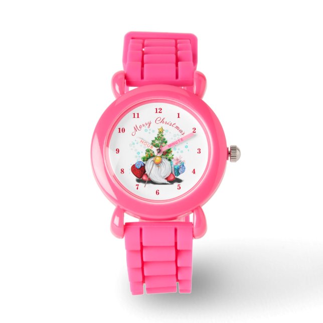 Kerst Horloge Gnome met Cadeaus (Voorkant)
