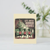 Kerst Horror Films Spooky Green Creatures Briefkaart (Staand voorkant)