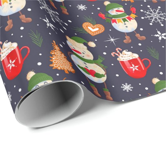 Kerst Hot Chocolate Candy Cane Ginger Brood Cadeaupapier (Rol Hoek)