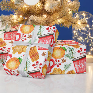Kerst Hot Chocolate Mokken en Koekjes Cadeaupapier