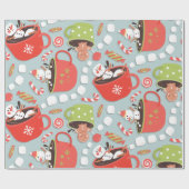 Kerst Hot Cocoa Marshmallow Sneeuwman van Santa Cadeaupapier (Vlak)