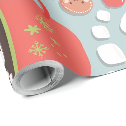 Kerst Hot Cocoa Marshmallow Sneeuwman van Santa Cadeaupapier (Rol Hoek)