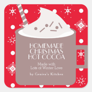 Kerst Hot Cocoa Thuisgemaakte Recept Cadeau Favori Vierkante Sticker