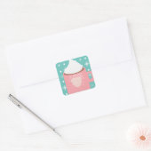 Kerst Hot Cocoa Thuisgemaakte Recept Cadeau Roze M Vierkante Sticker (Envelop)