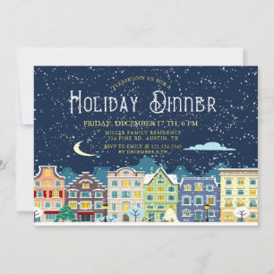 Kerst huis sneeuw dag vakantie diner uitnodiging
