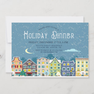 Kerst huis sneeuw dag vakantie diner uitnodiging