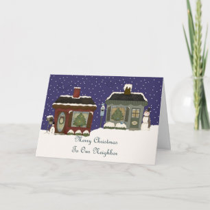 Kerst huisjes voor onze buurman feestdagen kaart