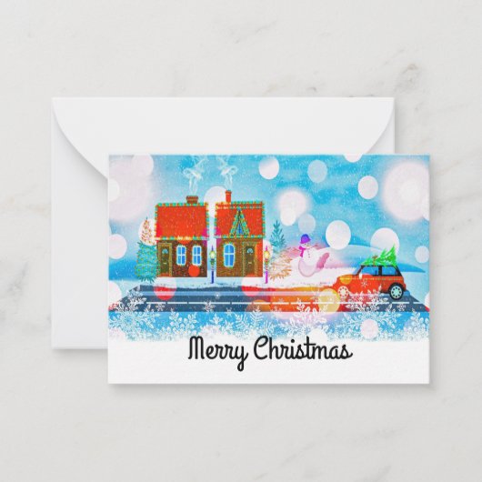 Kerst Huizen Kerst Kaarten Notitiekaartje (Voorkant)