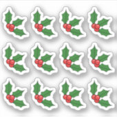 Kerst Hulst Bes Kerstversiering X-mas Sticker (Voorkant)