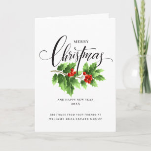 Kerst Hulst Bes Tak Bedrijfs Groet Feestdagen Kaart