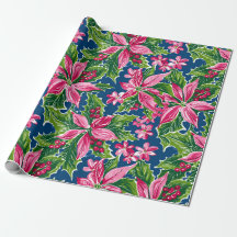 Kerst hulst en bloem patroon 