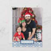 Kerst hulst en bloemblaadjes tegels lijst feestdagenkaart (Voorkant / Achterkant)