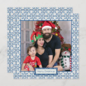 Kerst hulst en bloemblaadjes tegels lijst feestdagenkaart (Voorkant / Achterkant)