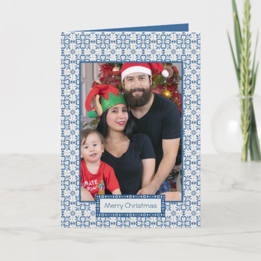 Kerst hulst en bloemblaadjes tegels lijst kaart (Voorkant)