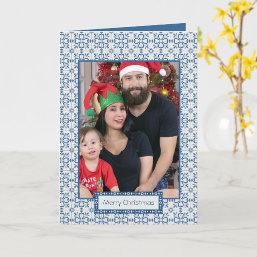 Kerst hulst en bloemblaadjes tegels lijst kaart (Gele Bloem)