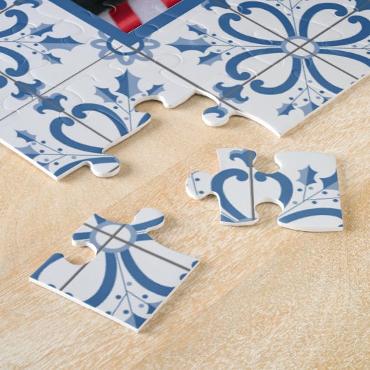 Kerst hulst en bloemblaadjes tegels lijst legpuzzel (Zijkant)