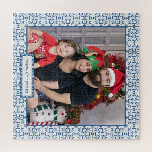 Kerst hulst en bloemblaadjes tegels lijst legpuzzel (Horizontaal)